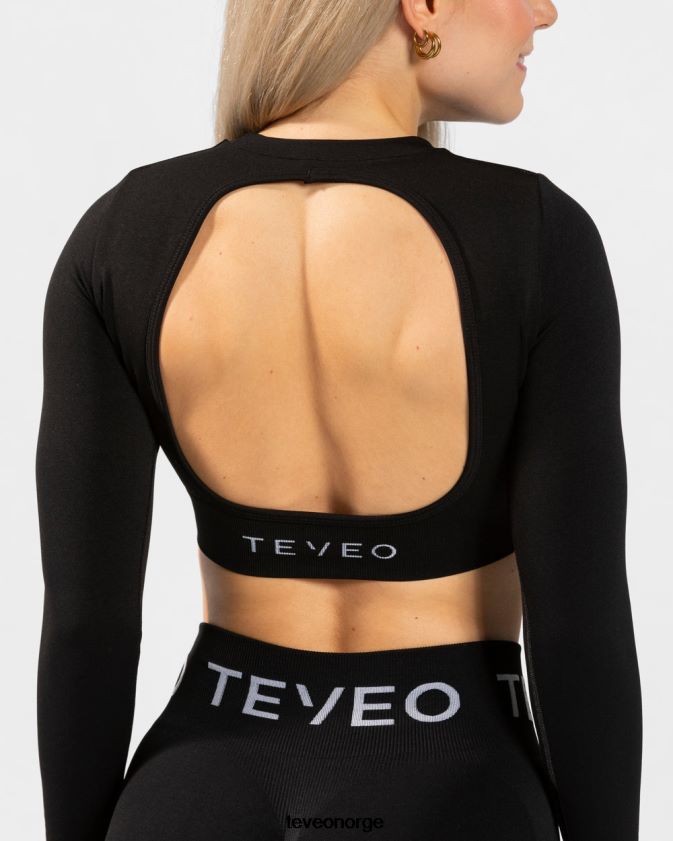 TEVEO klær 0H40JL167 svart kvinner hverdagsutskåret longsleeve