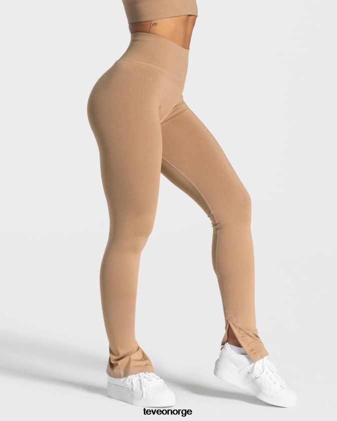 TEVEO klær 0H40JL136 beige kvinner frekke slitte leggings